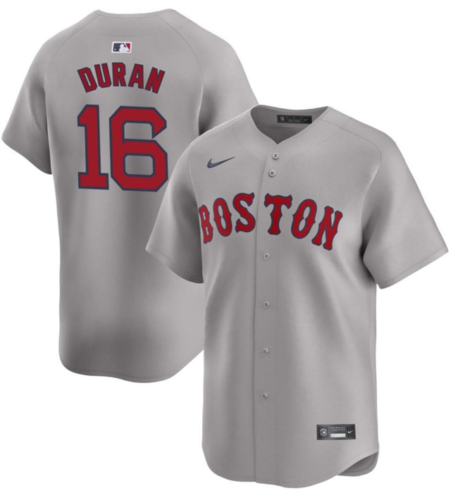 Men's Boston Red Sox #16 Jarren Duran Gray 2024 Away Limited Stitched Baseball Jersey